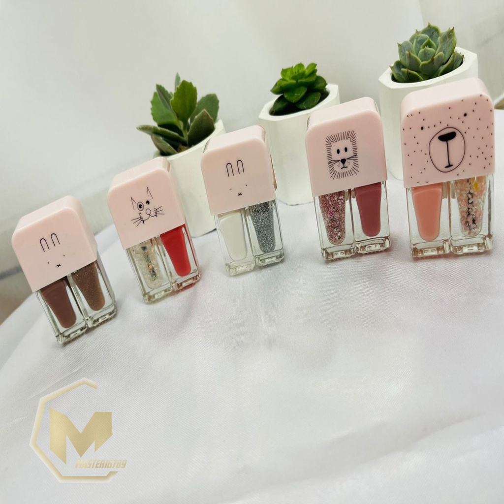 2IN1 kutek cat kuku Korea Lucu 2 Warna Gel Nail polish MA2797