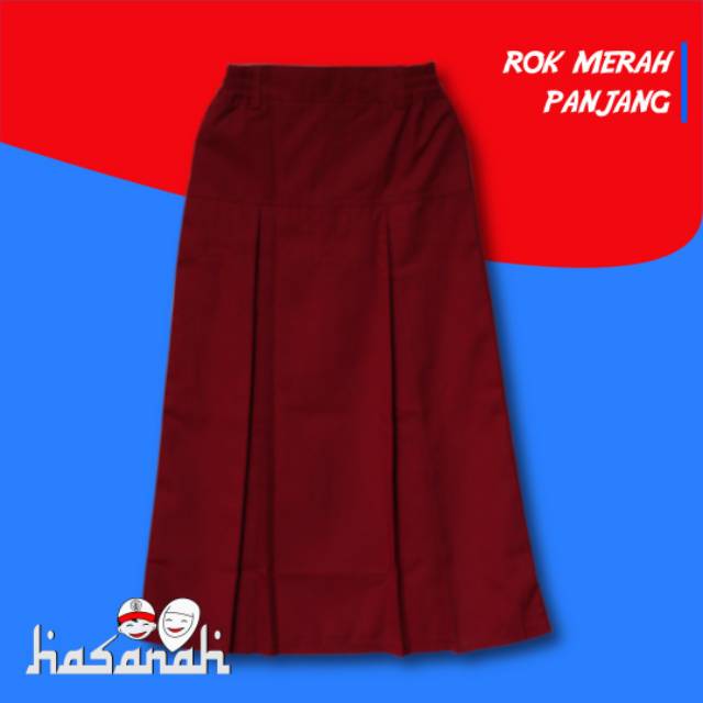 Seragam Sekolah SD MI Rok Panjang Merah Span Kelas 1 2 3 4 5 6
