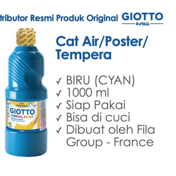 

Cuci Gudang 12.12 Giotto School Paint Cyan Biru Muda 1000 ml Cat Air Poster Lukis Super Washable 1 L
