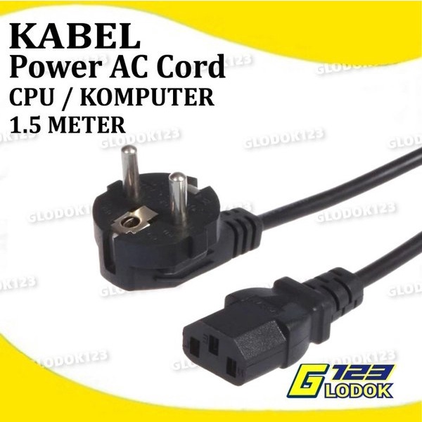 Kabel Power AC Cord Listrik Komputer PC CPU Desktop Cable 3 Lubang Pin