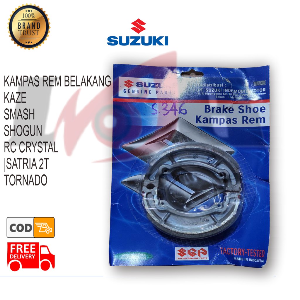 Kampas Rem Belakang Tromol Suzuki Sparepart motor Smash Shogun Satria Kaze RC Tornado Original