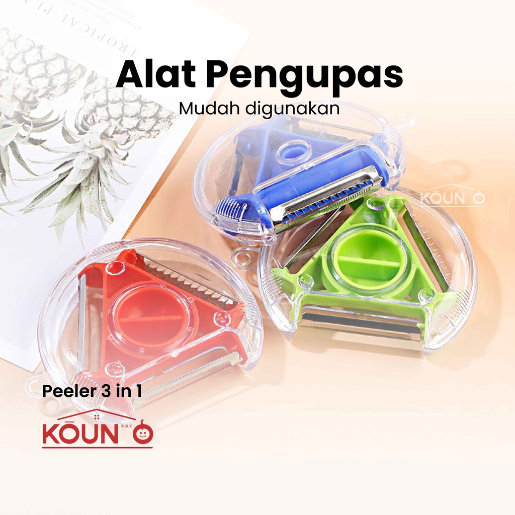 Pisau Pengupas Buah &amp; Sayur 3 in 1 Alat Kupas Kentang Pisau Dapur Stenlis Serbaguna Peeler Stainless