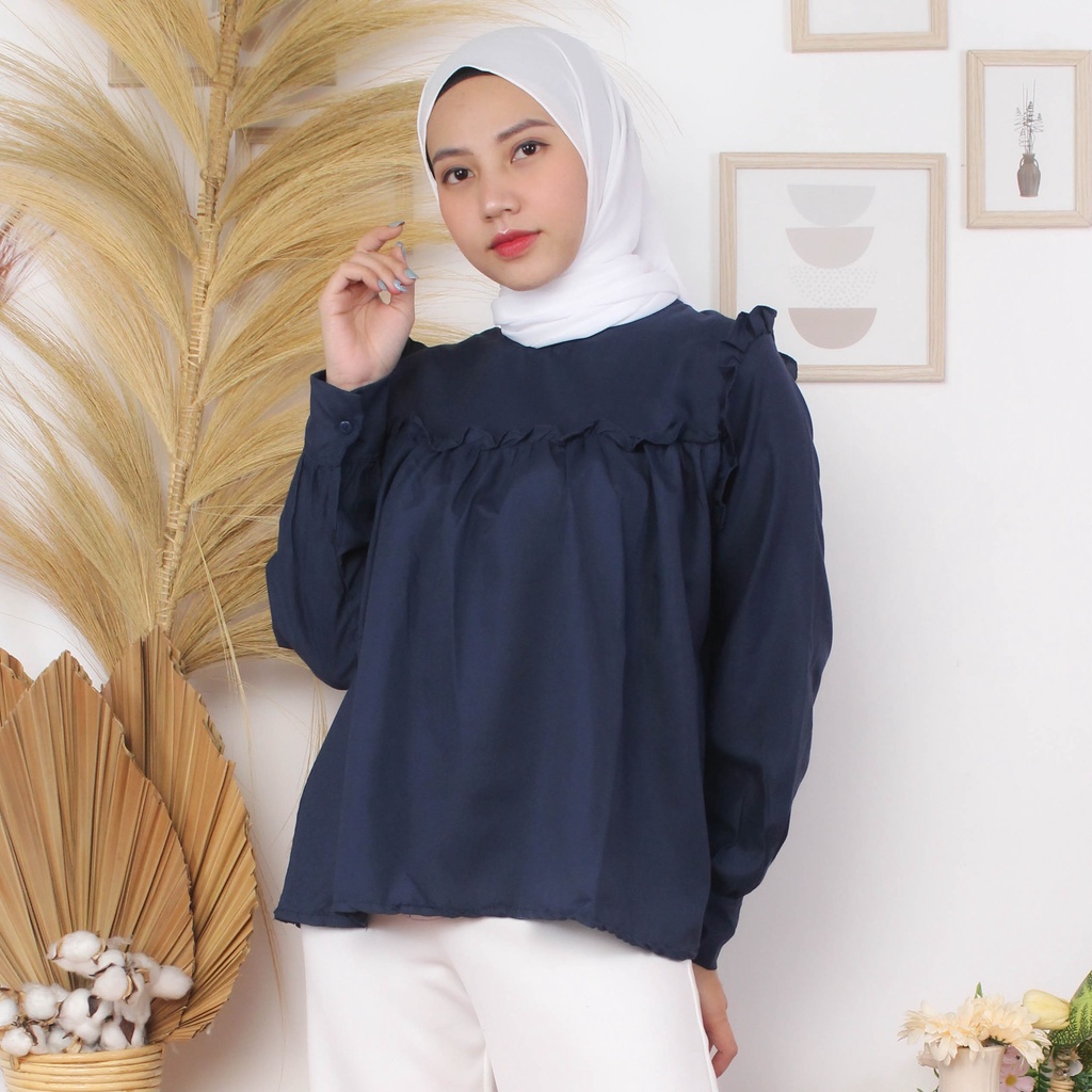 RX Fashion - Blouse Lolla I LAVANYA I Made top //Blouse Wanita -R1-NAVY