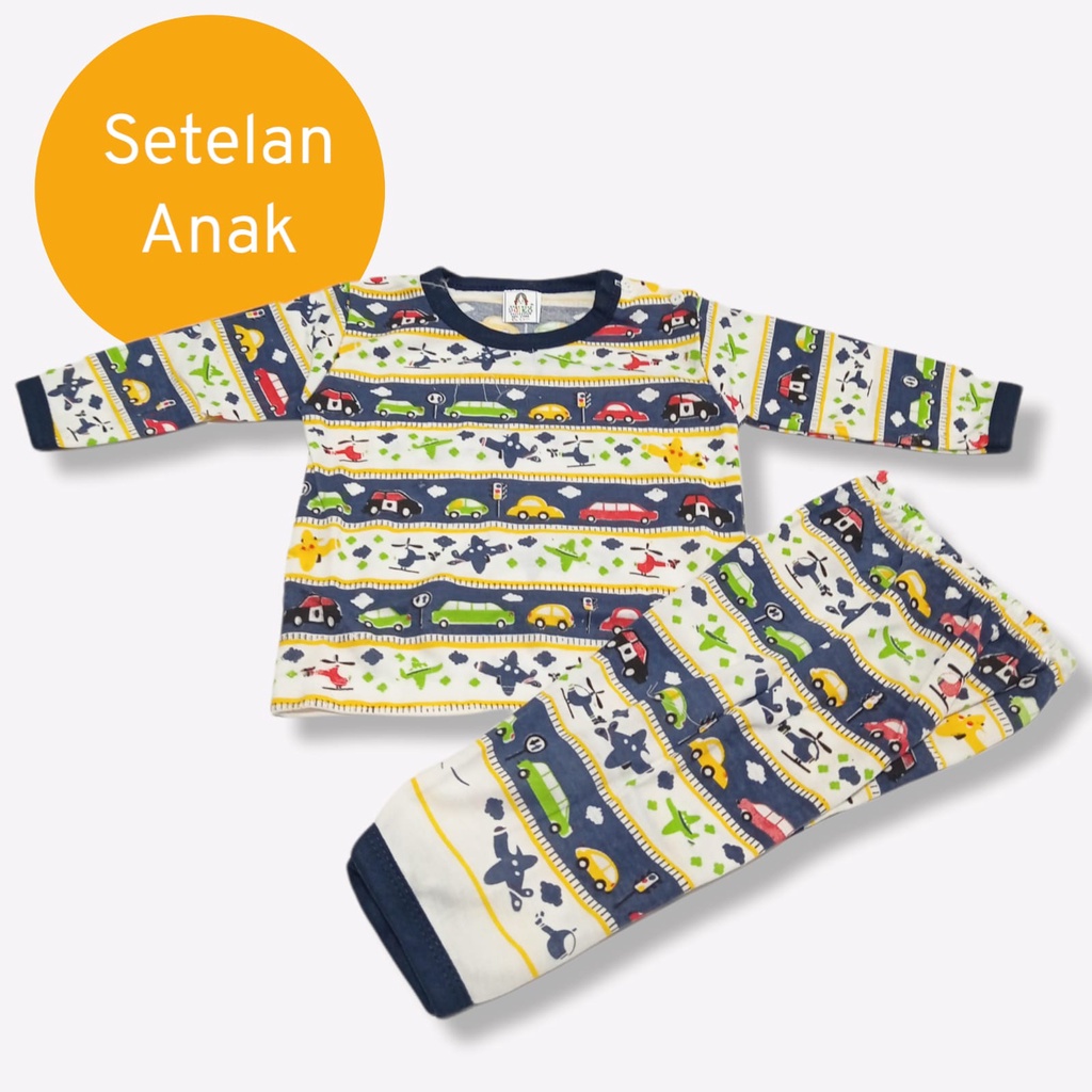 Setelan Piyama Bayi | Baju Tidur Motif Pesawat Tangan Panjang