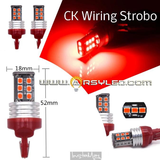 Lampu Rem Strobo Freed Reborn T20 Emperor 4 kawat CK wiring Mobil - Merah