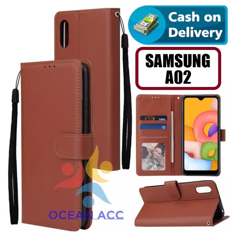 DOMPET HP UNTUK SAMSUNG GALAXY A02 (2021) NEW LEATHER FLIP CASE SAMSUNG GALAXY A02 (2021) NEW