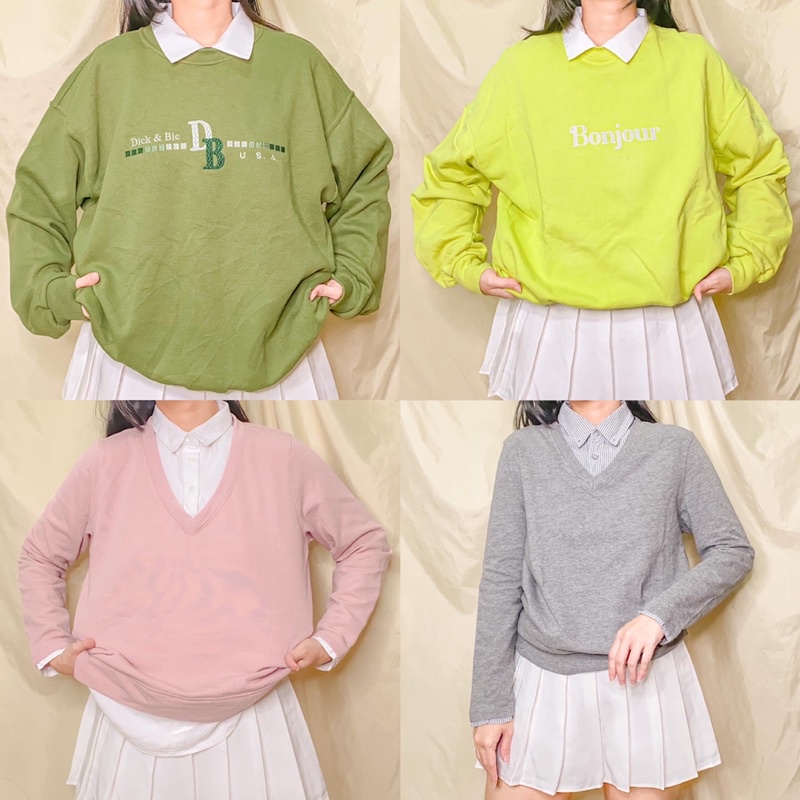 Thrift Crewneck, Crewneck Oversize, Sweater Oversize Thrift - Premium, Branded, Lengan Balon, Murah