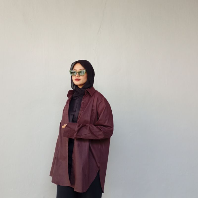 Zia Oversize Shirt / Kemeja Oversize Wanita / Kemeja Outer Lengan Panjang Atasan Wanita