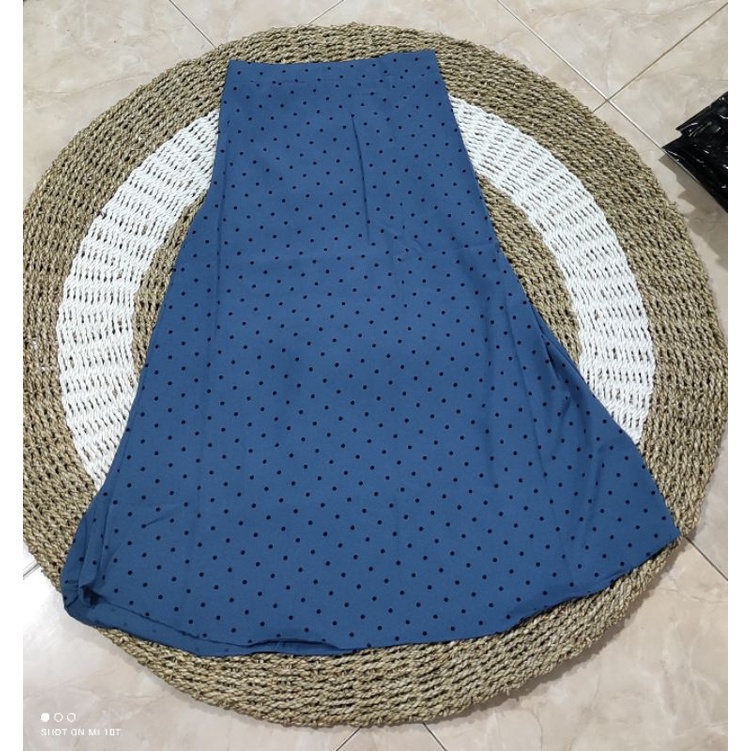 SKIRT SHAKILA A-LINE/ROK SERUT SHAKILA PREMIUM.Flare A-line.korean stlye. pakaian wanita fashion modis terupdate-ROK POLKA BLUE