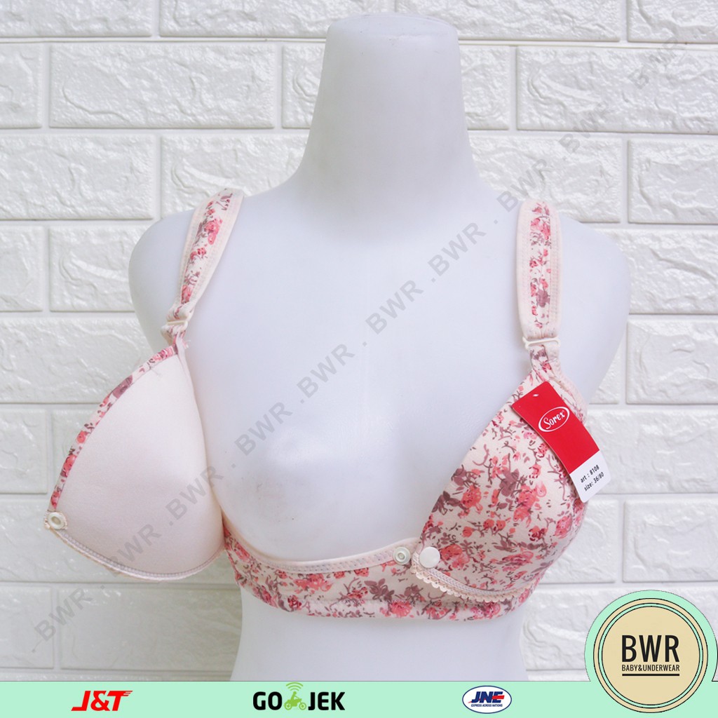 Bra Sorex 8108 Menyusui Motif Bunga Cantik | 8108 Tanpa Kawat Kait 3 Busa Sedang - Bwr