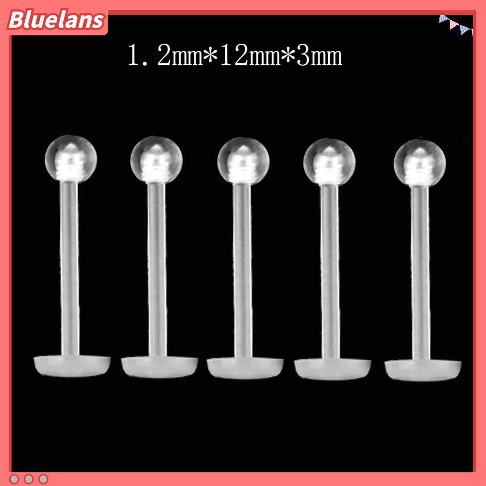 Bluelans 5Pcs Unisex Clear Round Nose Ear Lip Chin Ring Stud Bar Body Piercing Jewelry