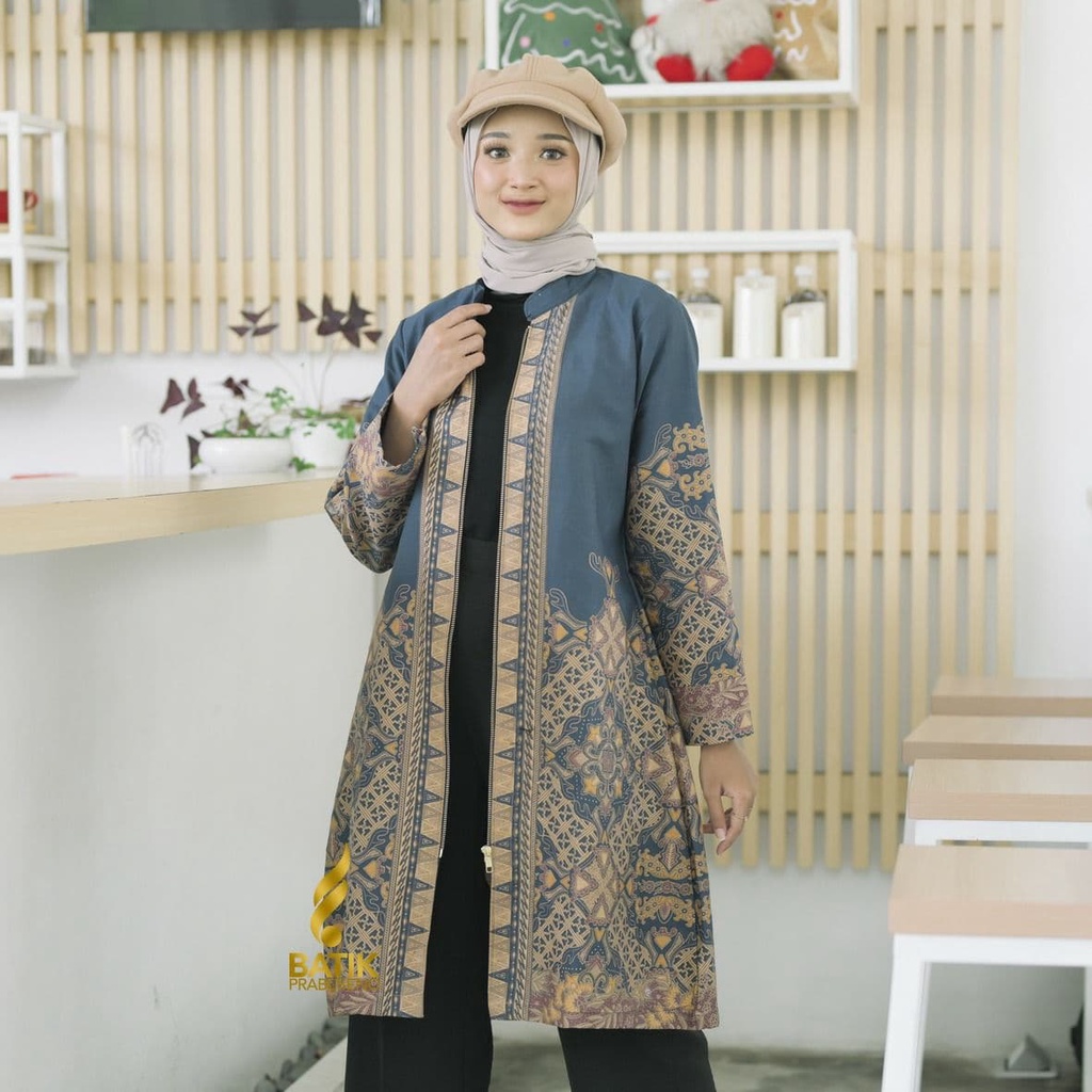BAJU KEMEJA BATIK WANITA Prabuseno - ZAZA Tunik Batik Wanita Lengan Panjang