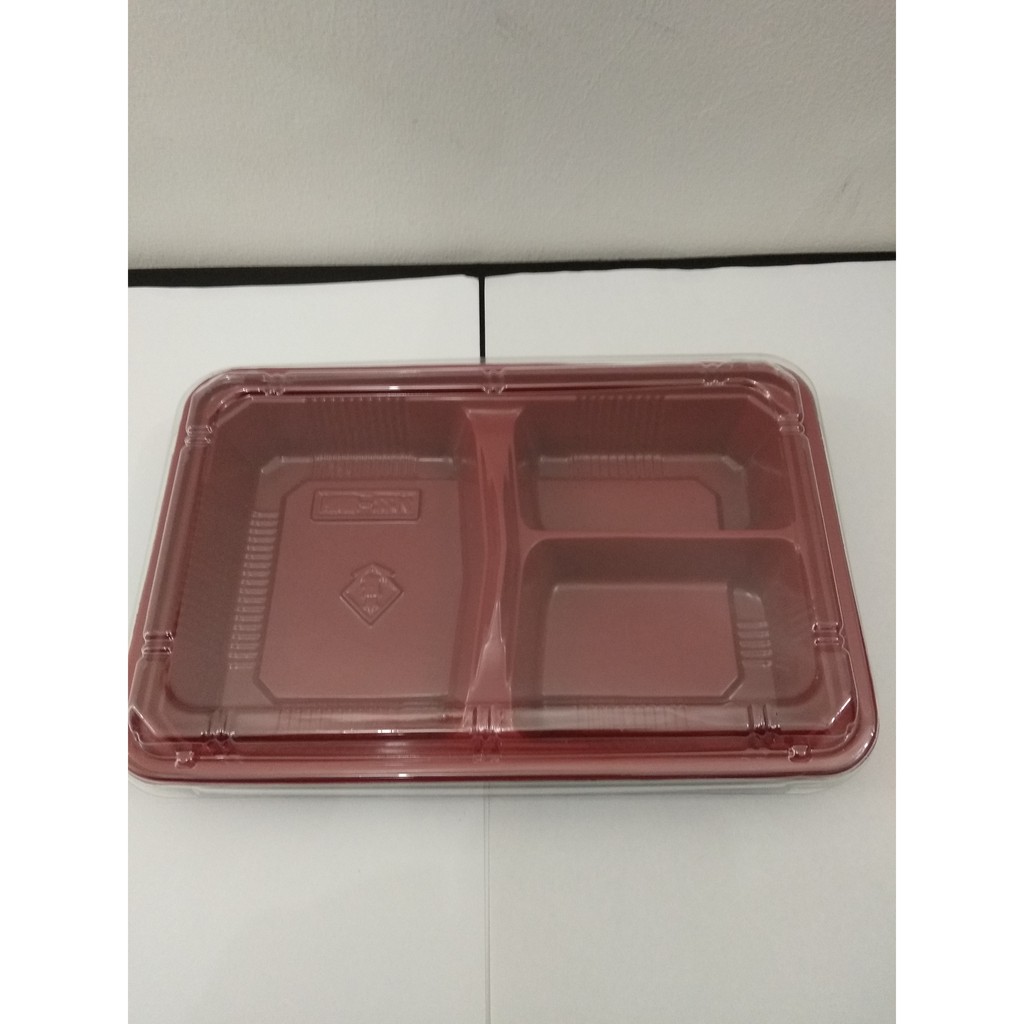 Bento Sekat Oval Red Black 16x27