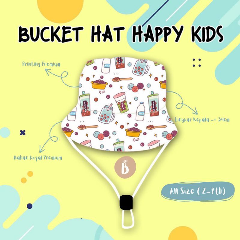 BUCKET HAT HAPPY KIDS 2-7thn