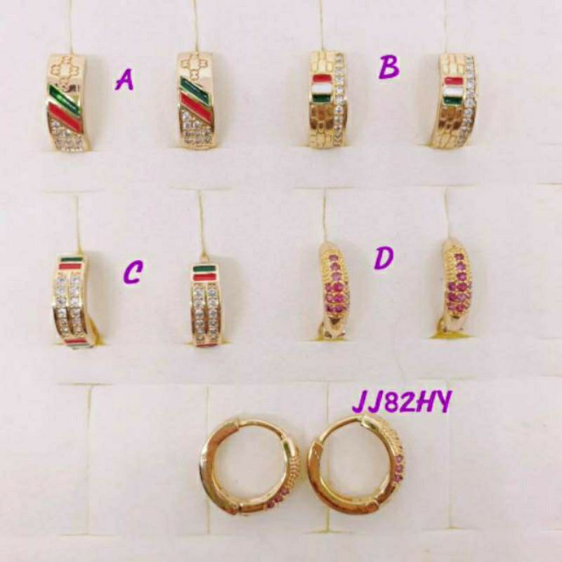 Anting jepit premium permata zircon lapis mas [TIN-12]