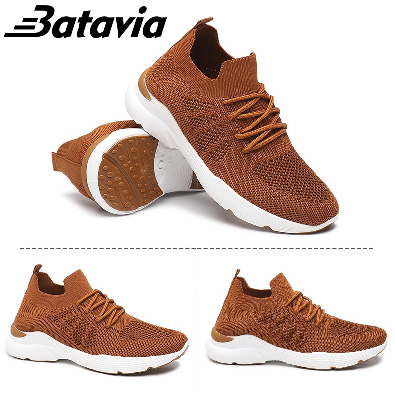 （COD）Batavia Fashion Baru Sepatu Wanita Sneakers Bernapas Tipis Kasual Mesh Rajutan Sepatu Wanita Sepatu Lari A23