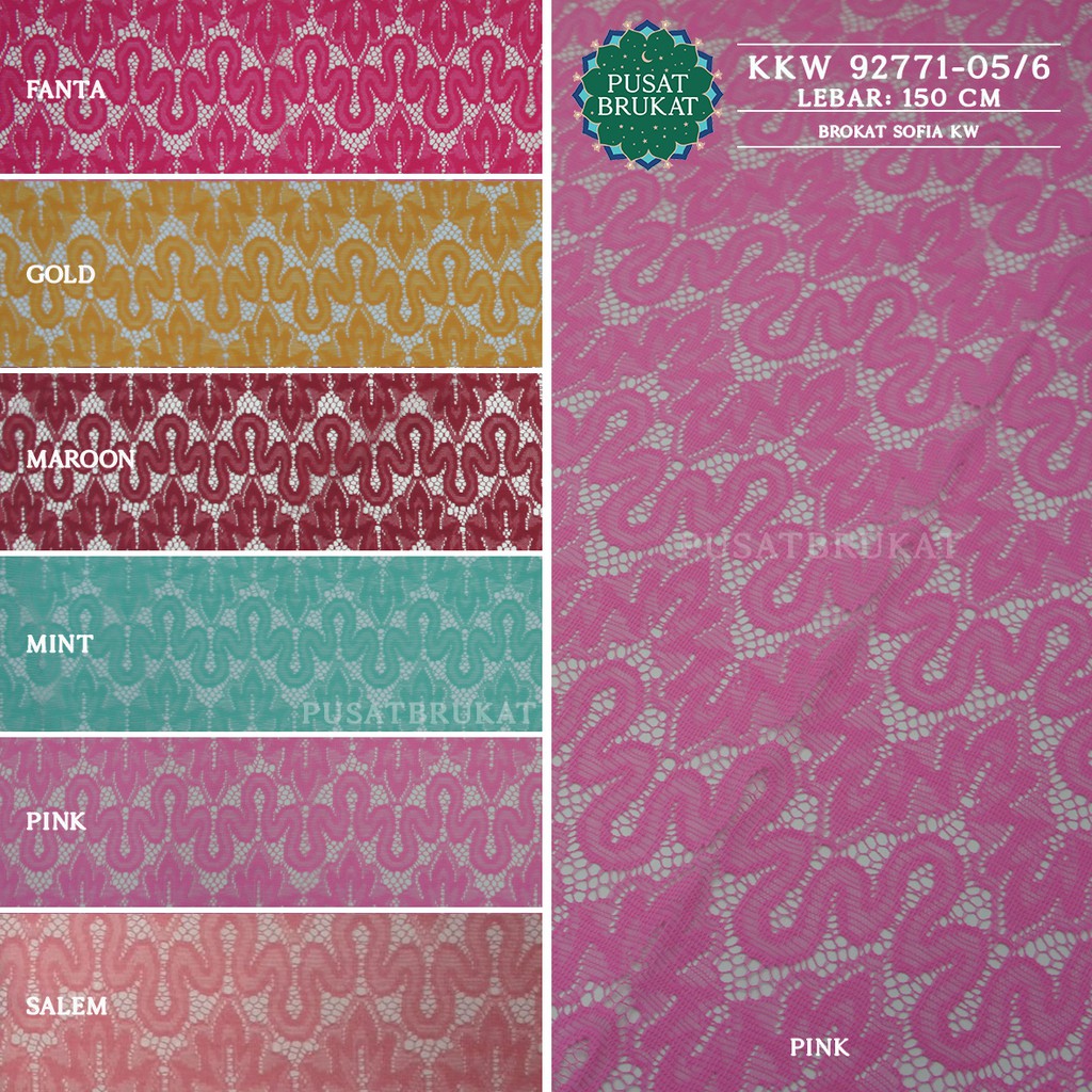 KAIN BRUKAT LACE KEBAYA METERAN / BROKAT MALIKA VINTAGE MOTIF SALUR OMBAK - LARISSA KW 92771 - LEBAR 150CM- [harga per 0.5m]