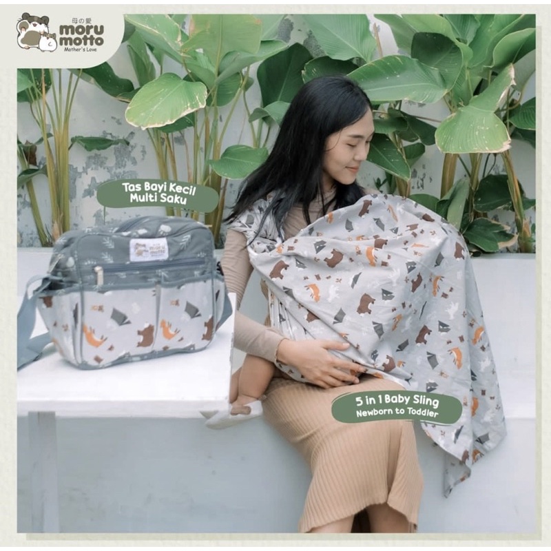 Morumotto Baby SLing Newborn To Toddler 5in1 Bambee Series MMG4007 - Gendongan bayi /Gendongan samping