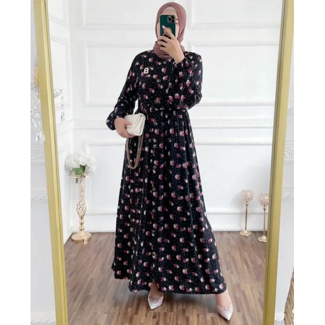 REXIA DRESS MOTIF BUNGA MAXI RAYON VISCOSE