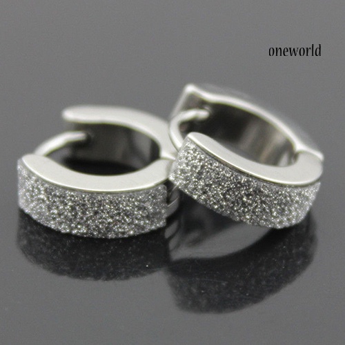 OW@ Men Women Fashion Punk Gothic Stainless Steel Hoop Stud Earrings Jewelry