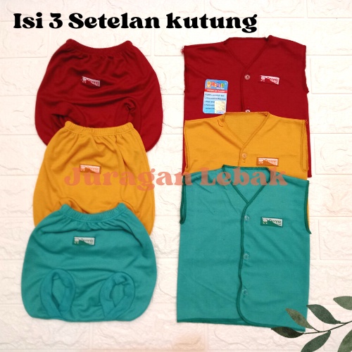 6 pcs SNI, paket setelan baju bayi baru lahir Kutung dan celana pop seri merah maroon, kuning busuk dan hijau tosca - Juragan Lebak -JL Baby