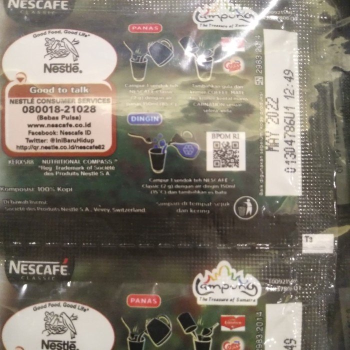 

vf0100f Kopi Nescafe Classic Sachet - 2 Gr X60 Sachets Ds20X11