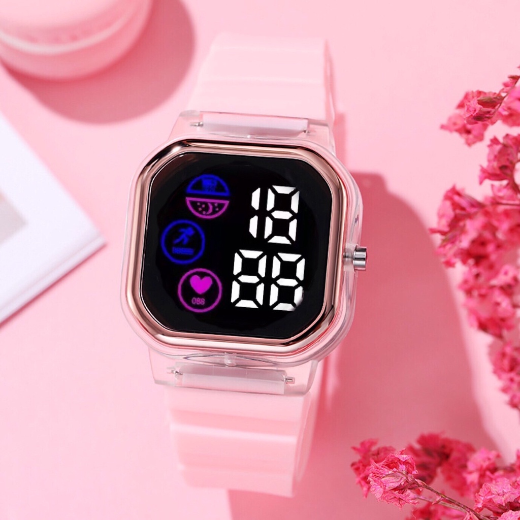 COD✅ Jam Tangan Wanita Digital Segi Tampilan Layar Baru Fashion Watch LED Sprot Harga Grosir    S1187