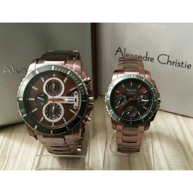 Jam Tangan Couple Alexandre Christie AC-6455 Original Brown