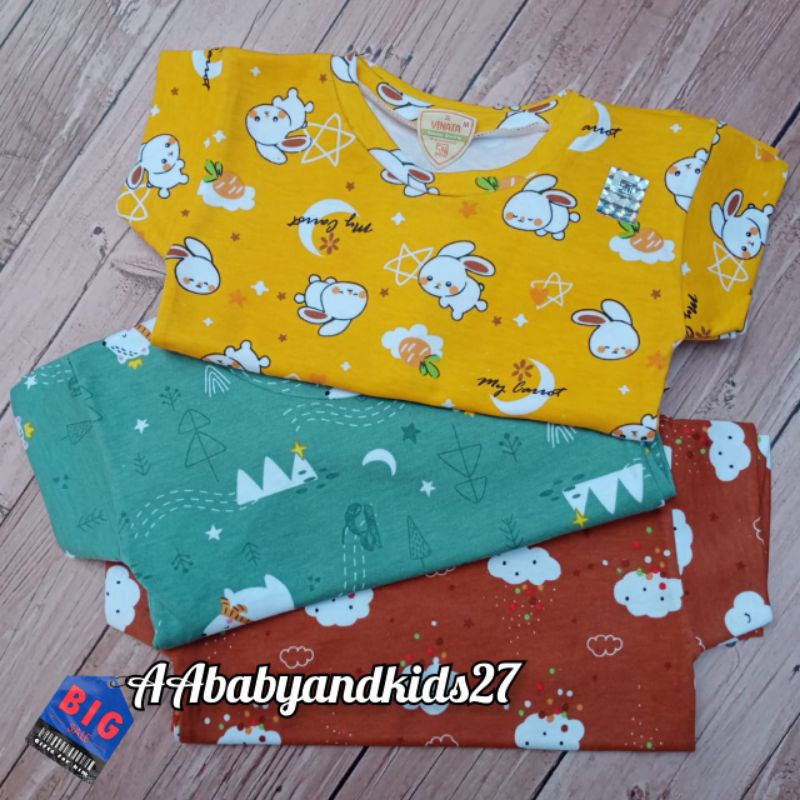 3Pc Kaos Oblong Bayi Full Print Vinata MOTIF RANDOM-Oblong Bayi Vinata Full Print Warna