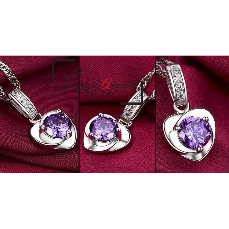 Kalung Wanita Titanium Liontin Love Kristal Crystal Anti Karat Non Alergi KL038