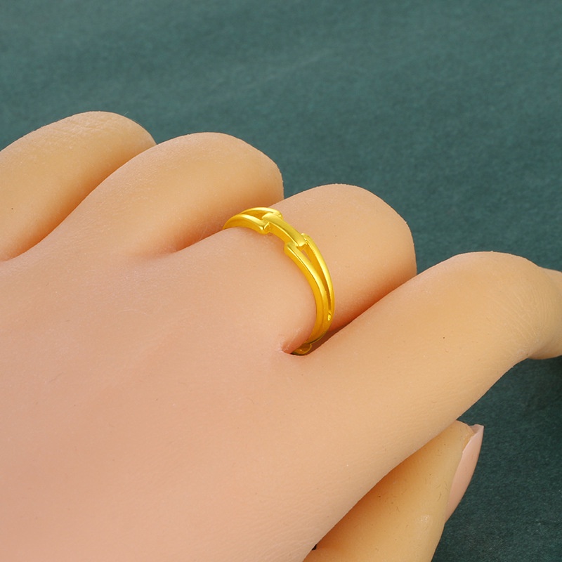 Cincin Emas Emas Asli Kadar 375Model Polos Gaya Korea Untuk Wanita