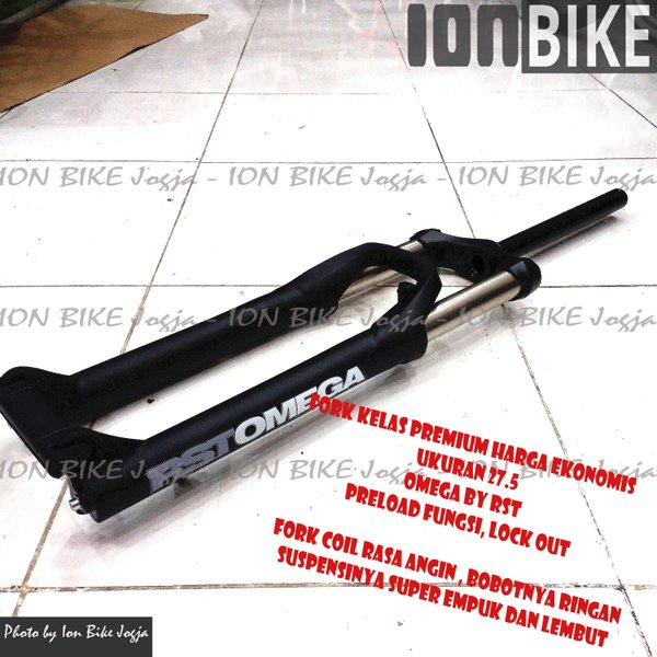 Fork 27.5 RST Omega Travel 120 T120 Lock - Fork sepeda MTB Oversize OS - Ringan Murah Stanchion 32MM