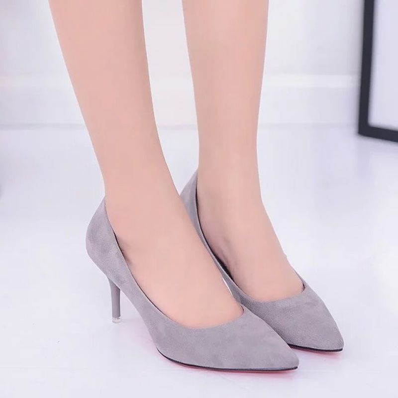 sepatu wanita hak7cm abu sepatu helss pntopl