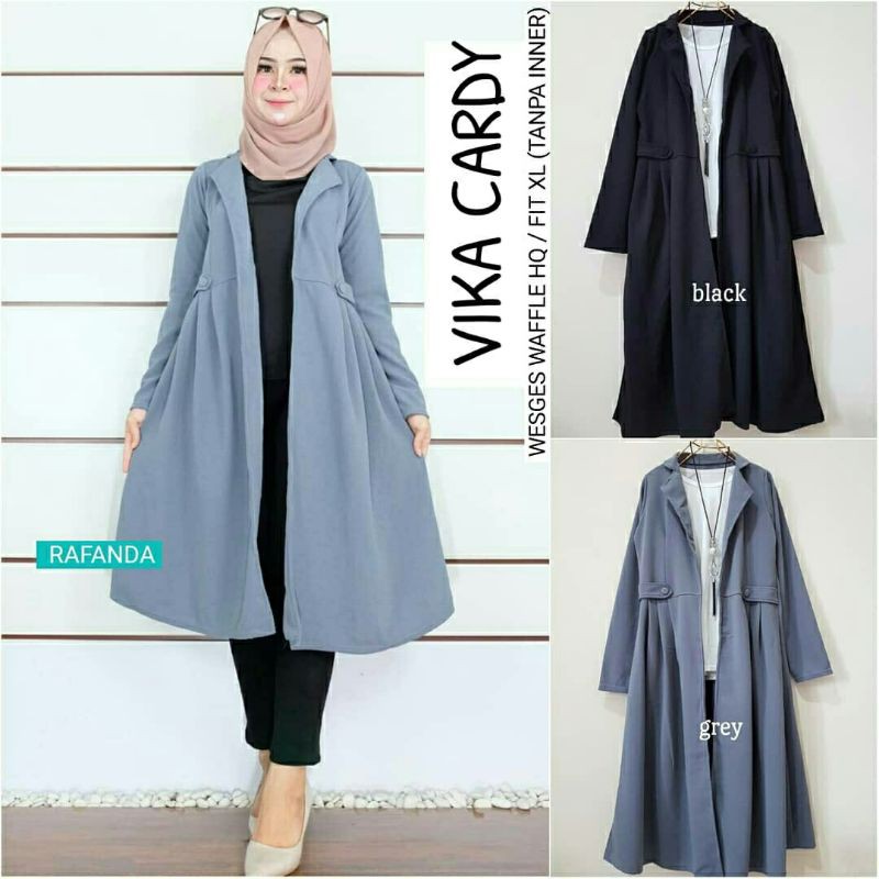 Vika Cardy, KARDIGAN WANITA MUSLIM CANTIK BAHAN WEDGES WAFFLE LD 98-110 TERMURAH PALING LARIS OOTD