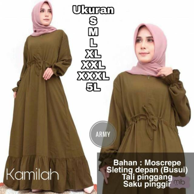 Kamilah Dress Ukuran Size S M L XL 2XL 3XL 4XL XXL XXXL  XXXXL 2L 3L 4L 5L  Dress Wanita Jumbo Gamis Big Size Baju Korea Over Size