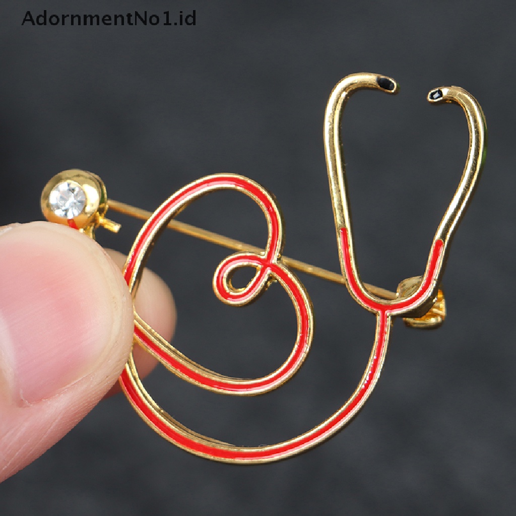 (AdornmentNo1) 1pc Bros Pin Bentuk Stetoskop Elektrokardiogram / Hati Untuk Dokter