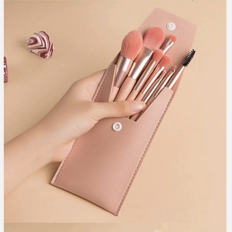 [039] MAKEUP BURSH SET 8 in 1, KUAS MAKEUP ISI 8, KUAS MAKEUP TRAVELLING, KUAS SET DAN CASE, KUAS MAKEUP HIGH QUALITY HALUS