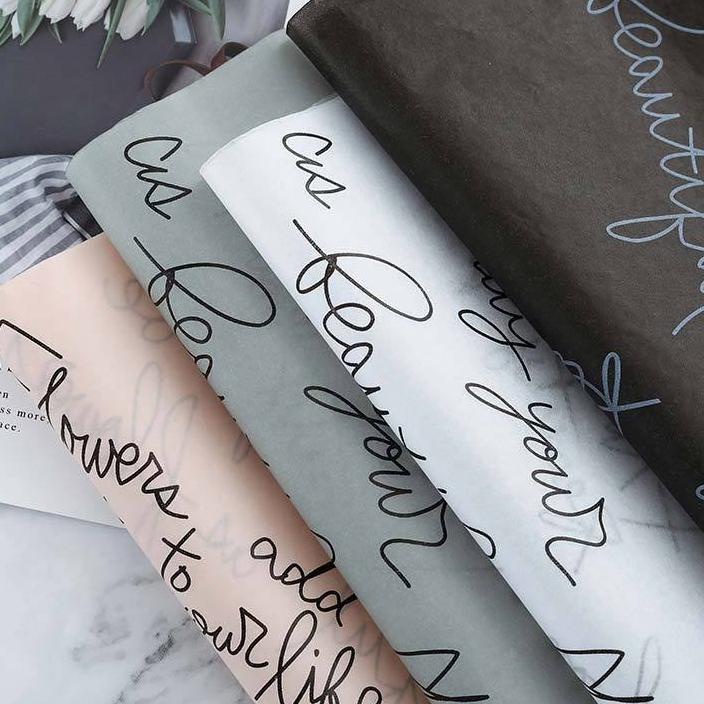 

Segera Dapatkan ♧ (20lembar) kertas WAX motif tulisan/ kertas bunga vintage spaper / tissue paper pembungkus bunga / wrapping flowers``