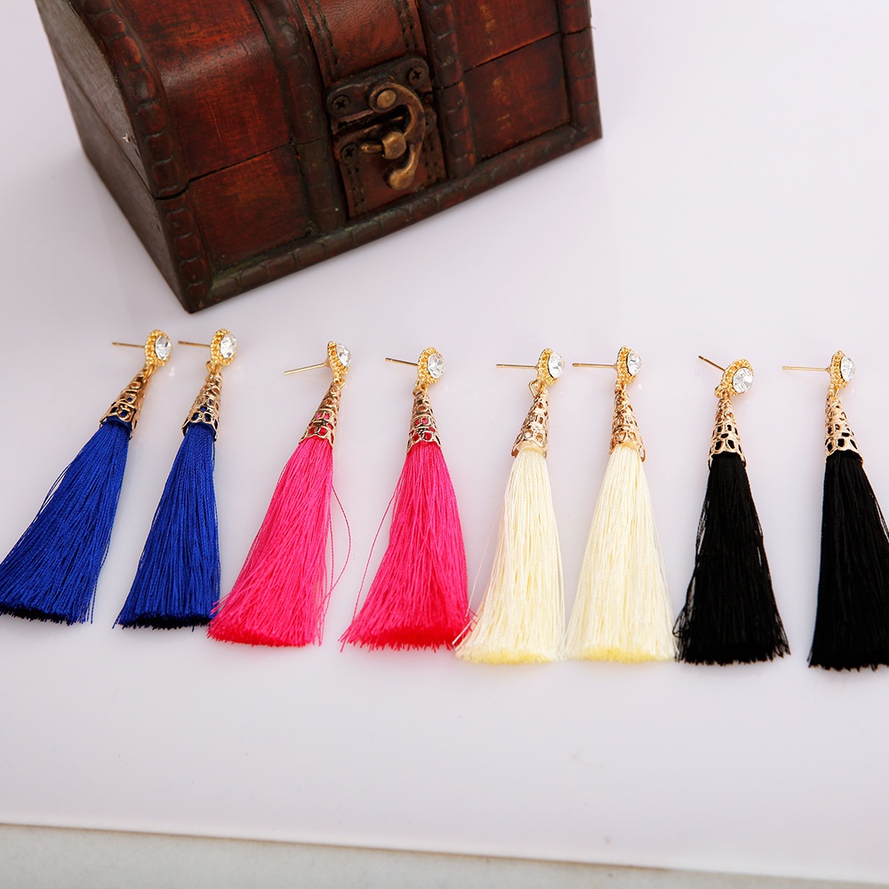 Panjang fringe anting-anting wanita bohemian buatan tangan anting-anting Korea gaya chic dan unik se