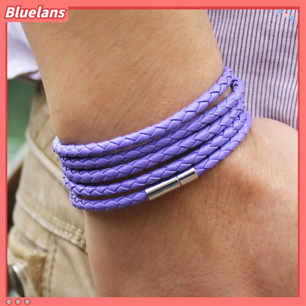 Gelang Multilayer Bahan Kulit Imitasi Untuk Unisex