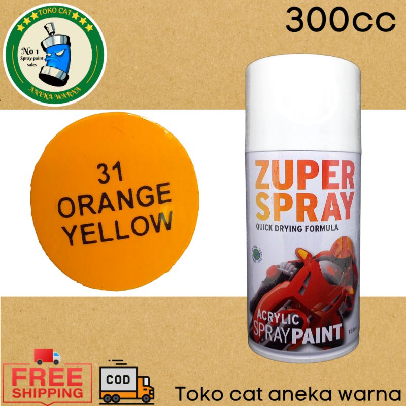 cat semprot 300cc orange yellow kuning zuper spray produk dari rj london spray paint pilok pilox