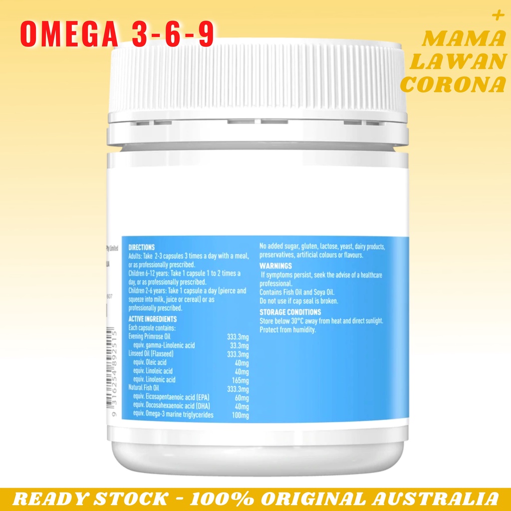 Healthy Care Ultimate Omega 3 6 9  369 200 Capsules / Super Flaxseed 1000mg 200 Kapsul / Squalene 1000 mg Capsule Caps Shark Ikan Hiu / Salmon 500 / Fish Oil + Krill 400 / Vitamin D / Wild Krill Oil 60 / Odourless Fish Oil + Lecithin 120 Mini Caps