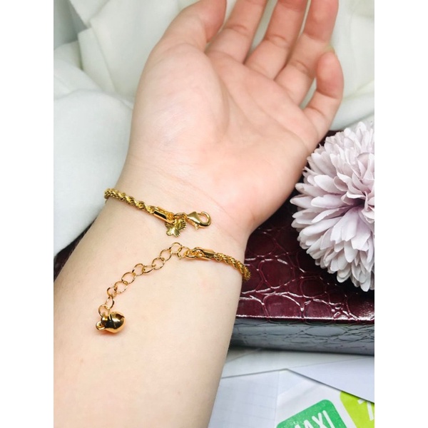 Gelang tangan tambang kecil lapis emas 24k suping