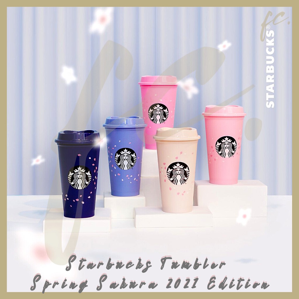 Tumbler STARBUCKS ORIGINAL Edisi Spring Sakura 2021 Eceran Limited Edition + Pouch Botol Ready COD