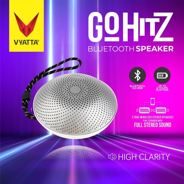 Vyatta Go Hitz Tws Speaker - Stereo, Bluetooth, Usb/Tf-Mega Bass - Satin Silver