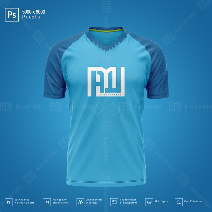 Jual MOCKUP JERSEY KERAH V RAGLAN - RESOLUSI 5000x6000 Pixels (FRONT