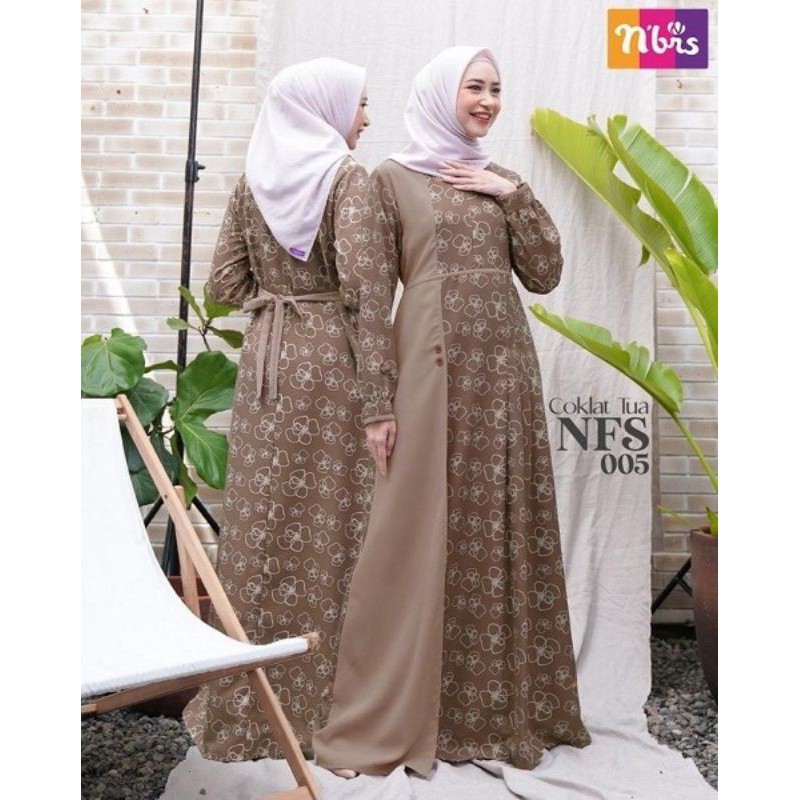 New Arrival Gamis Nibras NFS 005 Coklat Tua