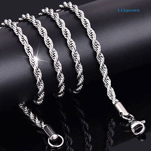 Kalung Rantai Twist Bahan Sterling Silver 925 Untuk Pria Dan Wanita