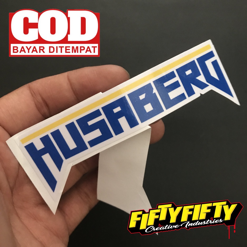 Stiker Print Cut HUSABERG Stiker Printing Laminasi Glossy Stiker Motor Mobil Helm Sudah Membentuk Pola Desain