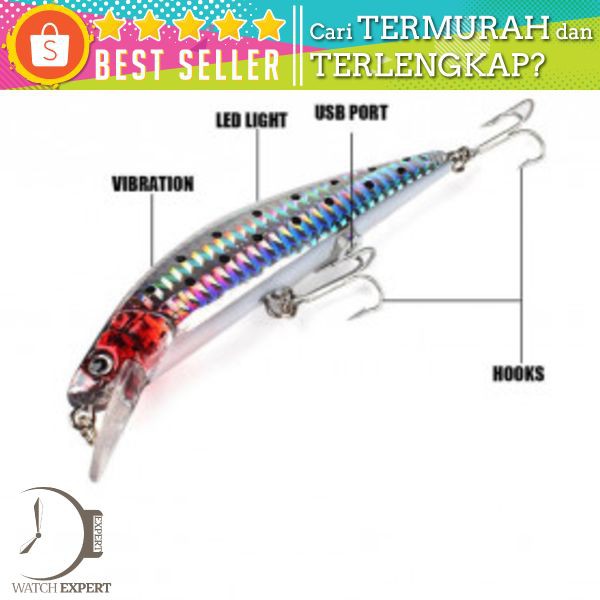 Umpan Pancing Ikan Flashing LED Floating Lure Bait Rechargeable - FEWIYONI m10 Silver